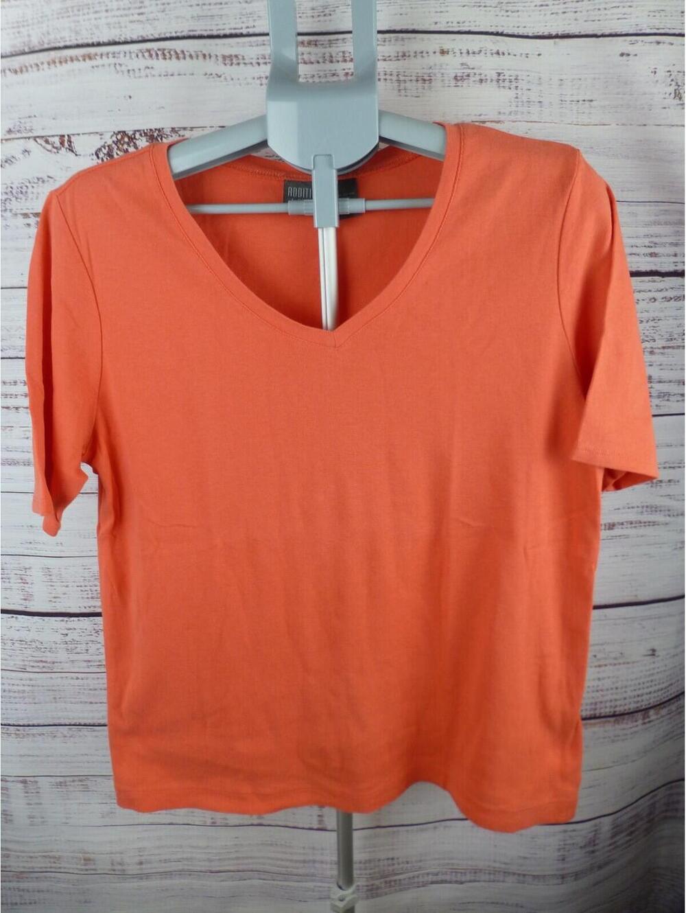 Additions by Chico's Orange Coral V-Neck T-Shirt Top Women's Sz 2 - K2